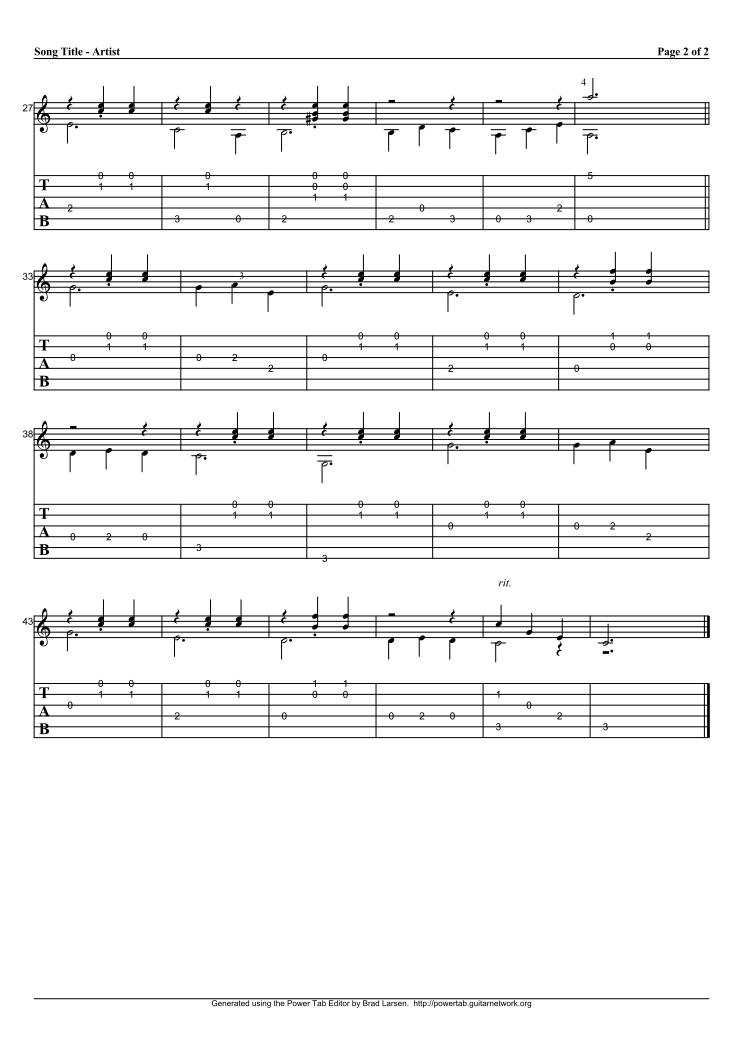 カルカッシ(M.Carcassi)のButtercupWaltz (金鳳花ワルツ)後半のタブ譜・楽譜のタブ譜・楽譜